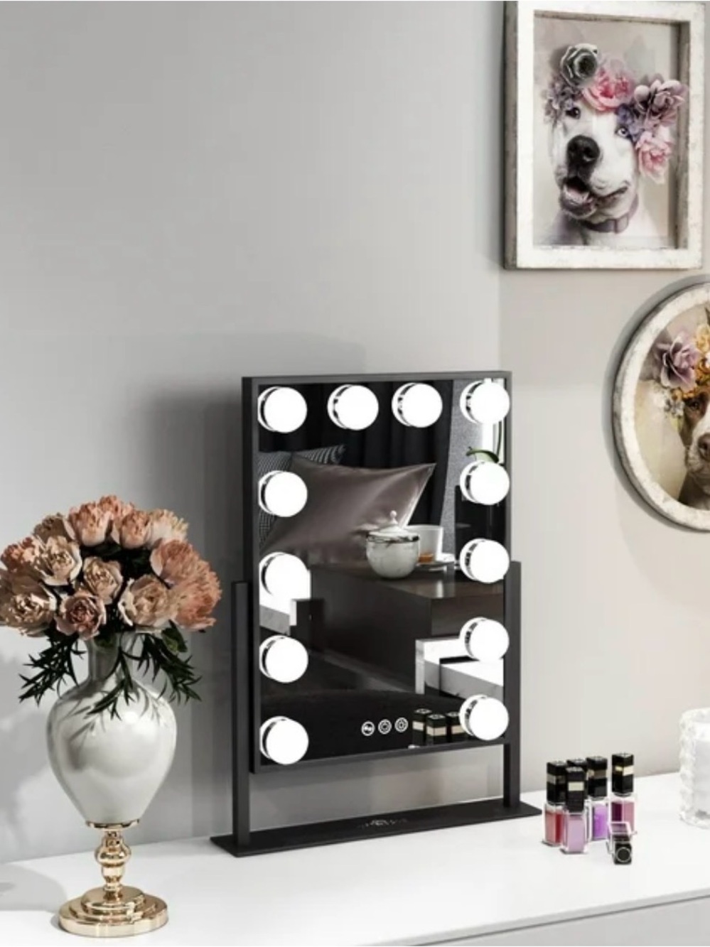 LED Hollywood Vanity Mirror in Black